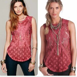 Free People Not so Sweet Victorian Tank Top Color Ivory Size M